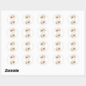 Sticker Rond Mariage Rose de pêche blanc bleu foncé (Feuille)