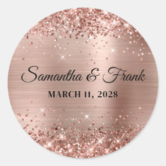 Sticker Rond Mariage Rose d'huile d'or