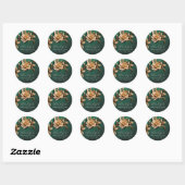Sticker Rond Mariage rose d'or merci (Feuille)