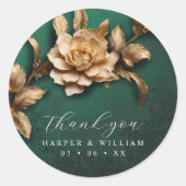 Sticker Rond Mariage rose d'or merci (Devant)