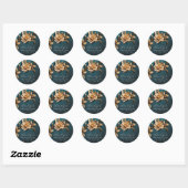 Sticker Rond Mariage rose d'or merci (Feuille)