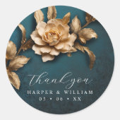 Sticker Rond Mariage rose d'or merci (Devant)