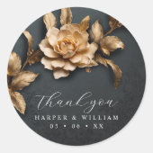 Sticker Rond Mariage rose d'or merci (Devant)