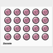 Sticker Rond Mariage rose et noir Monogramme W Enveloppe Sceau (Feuille)