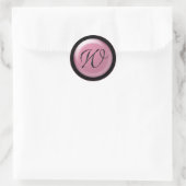 Sticker Rond Mariage rose et noir Monogramme W Enveloppe Sceau (Sac)
