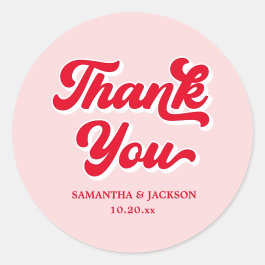 Sticker Rond Mariage rose et rouge rétro (Devant)