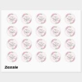 Sticker Rond Mariage rose floral (Feuille)