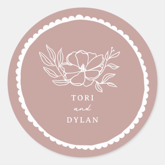 Sticker Rond Mariage rose floral (Devant)