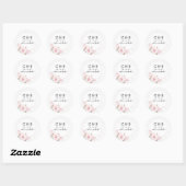 Sticker Rond Mariage rose Floral Monogramme Merci  (Feuille)