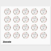 Sticker Rond Mariage rose Floral Monogramme Merci (Feuille)
