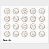 Sticker Rond Mariage rose Floral Monogramme Merci (Feuille)