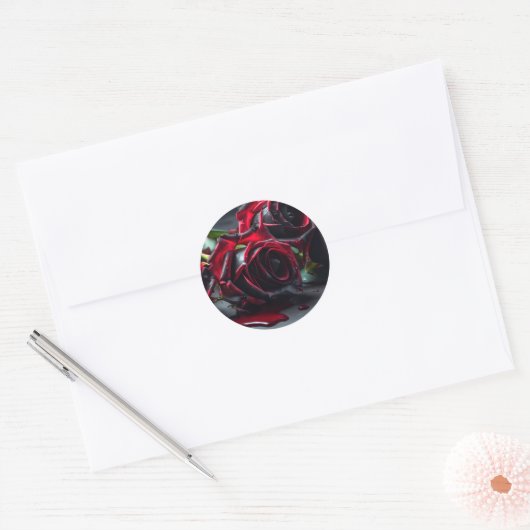 Sticker Rond Mariage Rose gothique (Enveloppe)