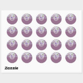 Sticker Rond Mariage Rose Lavender Lilac Floral (Feuille)