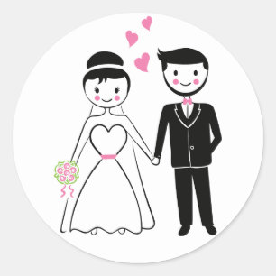 Sticker Rond Mariage Rose mariée et dessin de chambre juste mar