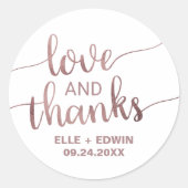 Sticker Rond Mariage rose Merci (Devant)