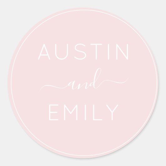 Sticker Rond Mariage Rose moderne Dusty (Devant)