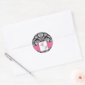 Sticker Rond Mariage rose Monogramme Damask Sceau (Enveloppe)
