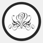 Sticker Rond Mariage Rose noir Calligraphie (Devant)