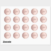 Sticker Rond Mariage rose or couple monogramme merci (Feuille)