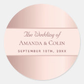 Sticker Rond Mariage rose or or merci élégant moderne (Devant)