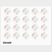 Sticker Rond mariage rose or rose floral enregistrer la date (Feuille)