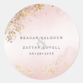 Sticker Rond Mariage rose pâle de luxe moderne (Devant)