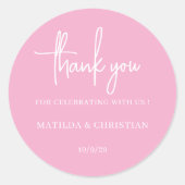 Sticker Rond Mariage rose pâle minimaliste (Devant)