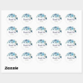 Sticker Rond Mariage Rose Pastel Modern Blue (Feuille)