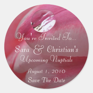 Sticker Rond Mariage rose Rose Raindrop