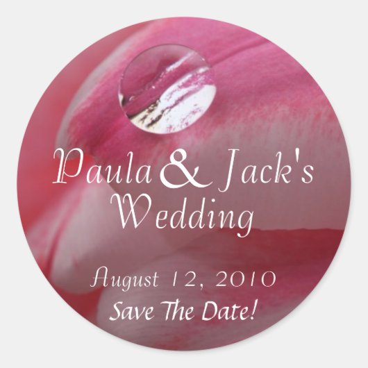 Sticker Rond Mariage rose Rose Raindrop (Devant)