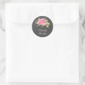 Sticker Rond Mariage rose rose vintage (Sac)