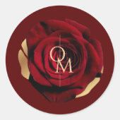 Sticker Rond Mariage Rose rouge et or (Devant)