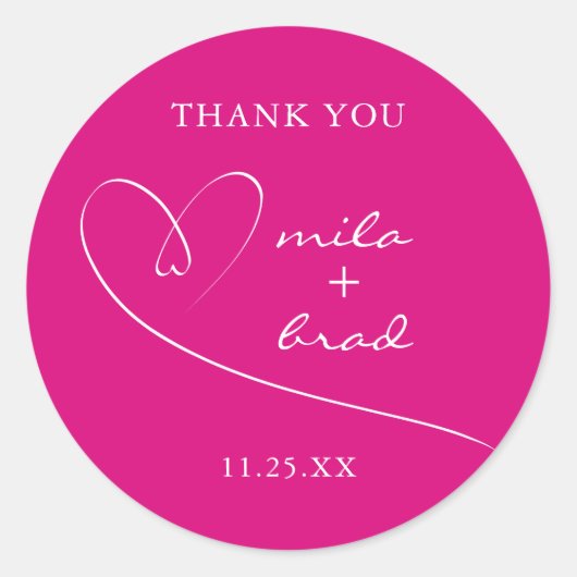 Sticker Rond Mariage rose simple moderne (Devant)