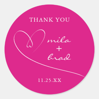 Sticker Rond Mariage rose simple moderne