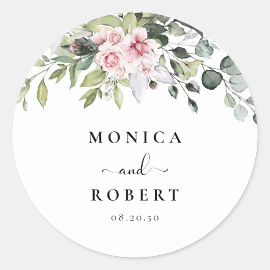 Sticker rond Mariage rose verdoyant (Devant)