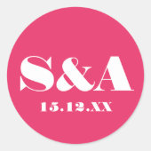 Sticker Rond Mariage rose vibre Super rétro (Devant)