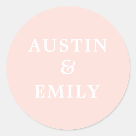 Sticker Rond Mariage rose vif moderne personnalisé (Devant)