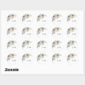 Sticker rond Mariage rose vif vert classique (Feuille)