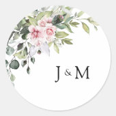 Sticker rond Mariage rose vif vert classique (Devant)
