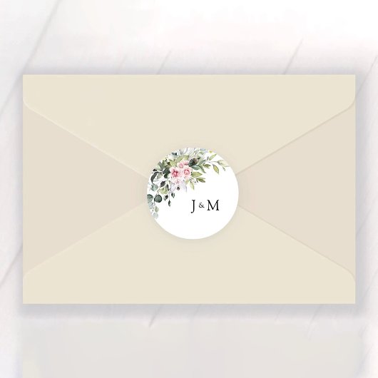 Sticker rond Mariage rose vif vert classique