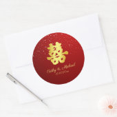 Sticker Rond Mariage rouge flocon de neige double bonheur (Enveloppe)