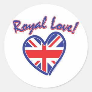 Sticker Rond Mariage royal, Royal Love, Union Jack Heart