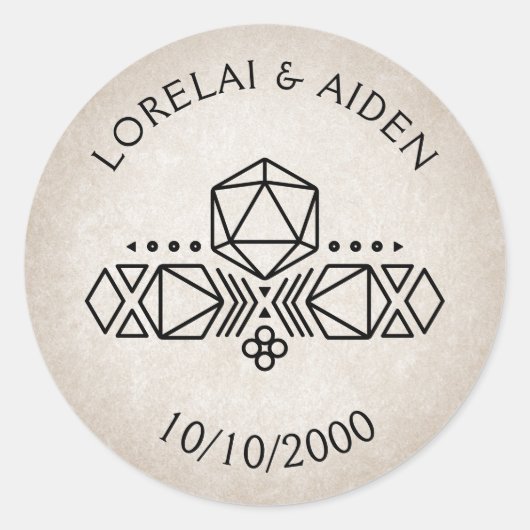 Sticker Rond Mariage RPG D20 (Devant)