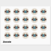Sticker Rond Mariage RPG sur le thème des roses rouges monogram (Feuille)