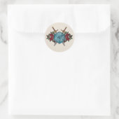Sticker Rond Mariage RPG sur le thème des roses rouges monogram (Sac)