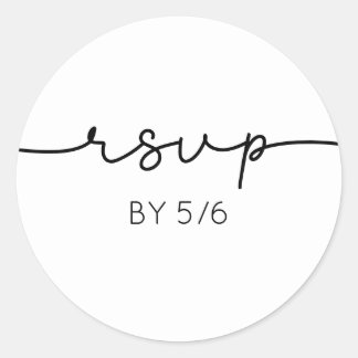 Sticker Rond Mariage RSVP minimaliste noir manuscrit moderne