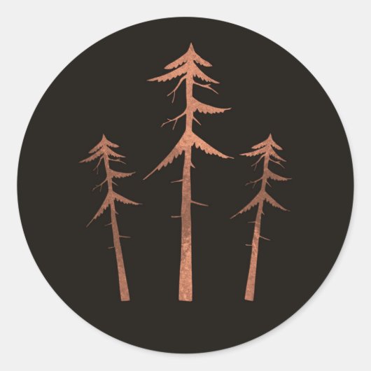 Sticker Rond Mariage rustique arbres hauts bronze cuivré (Devant)