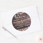 Sticker Rond Mariage rustique Bienvenue Favoriser Barne Luminai (Enveloppe)