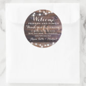 Sticker Rond Mariage rustique Bienvenue Favoriser Barne Luminai (Sac)