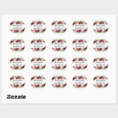 Sticker Rond Mariage Rustique Blush Bourgogne Fleurs (Feuille)